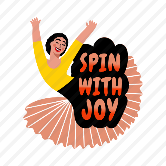 Dancing Lady, Performing, Enjoying, Dance Step, Typography preview