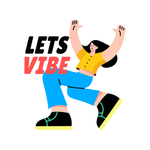 Lets Vibe, Performing, Enjoying, Dance Step, Typography icon