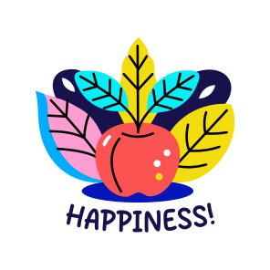 Apple Fruit, Happiness, Fruit, Healthy, Typography icon