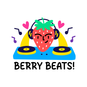 Berry Beats, Music, Fruit, Dj, Typography icon