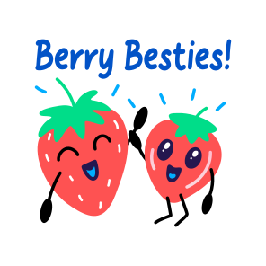 Berry Besties, Strawberries, Fruit, Cartoon, Typography icon