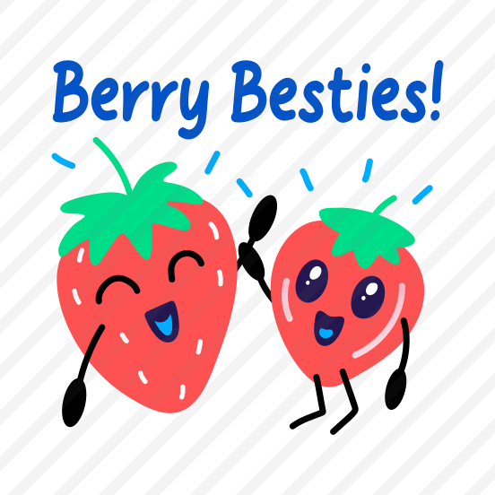 Berry Besties, Strawberries, Fruit, Cartoon, Typography preview