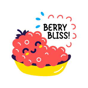 Berry Bliss, Smiling, Fruit, Cartoon, Typography icon
