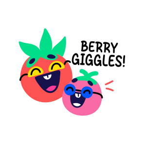 Berry Giggles, Laughing, Fruit, Cartoon, Typography icon