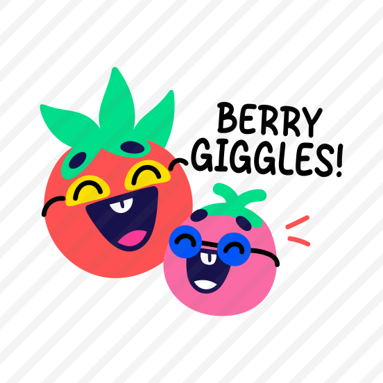 Berry Giggles, Laughing, Fruit, Cartoon, Typography preview