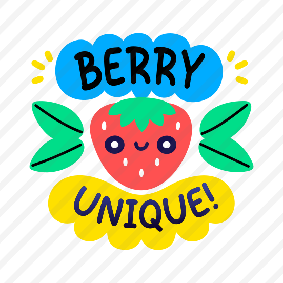 Berry Unique, Strawberry, Fruit, Cartoon, Typography preview