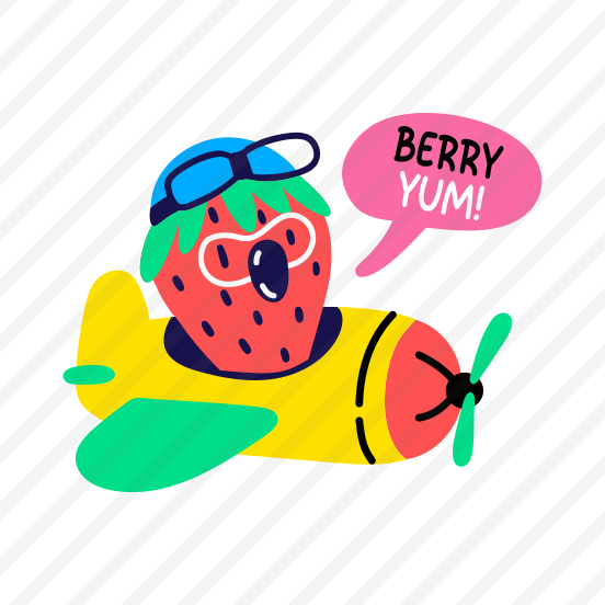 Berry Yum, Strawberry, Fruit, Cartoon, Typography preview