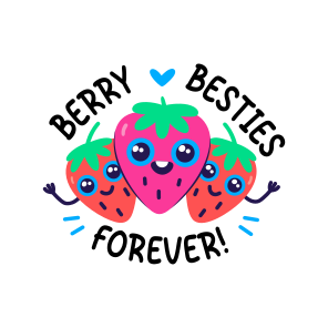 Besties Forever, Strawberries, Fruit, Cartoons, Typography icon