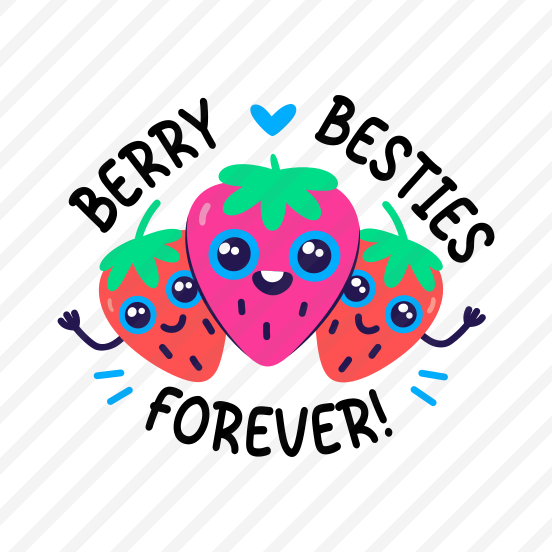 Besties Forever, Strawberries, Fruit, Cartoons, Typography preview