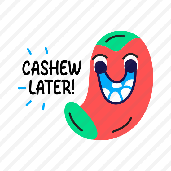 Cashew Character, Smiling, Dry Fruit, Cartoon, Typography preview