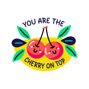 Cherries, Fruit, Berries, Typography, Lettering icon