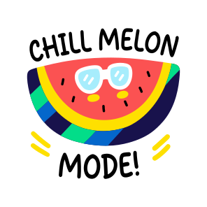 Chill Melon, Fruit, Cartoon, Typography, Lettering icon