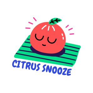 Citrus Snooze, Sleeping, Fruit, Cartoon, Typography icon