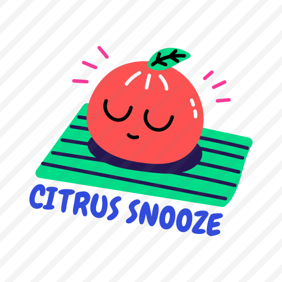 Citrus Snooze, Sleeping, Fruit, Cartoon, Typography preview