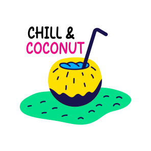 Coconut Drink, Beverage, Fruit, Typography, Lettering icon