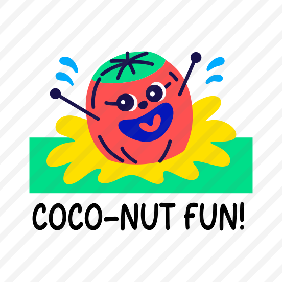 Coconut Fun, Excitement, Fruit, Cartoon, Typography preview