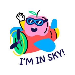 Cool Apple, Waving, Fruit, Cartoon, Typography icon