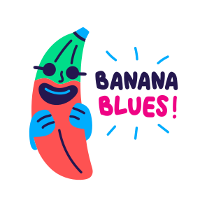 Cool Banana, Smiling, Fruit, Cartoon, Typography icon