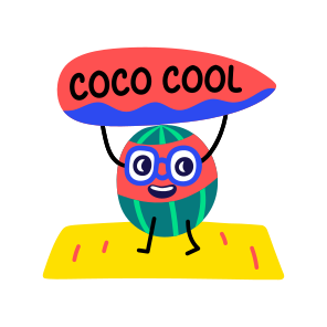 Cool Coconut, Fruit, Cartoon, Typography, Lettering icon