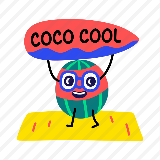 Cool Coconut, Fruit, Cartoon, Typography, Lettering preview