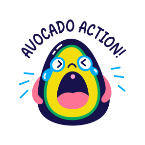 Crying Avocado, Weeping, Fruit, Cartoon, Typography icon