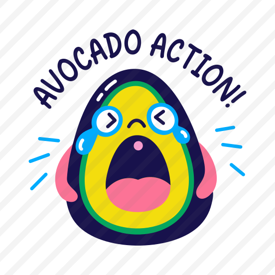 Crying Avocado, Weeping, Fruit, Cartoon, Typography preview
