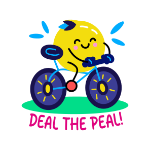 Cycling Fruit, Riding, Happy, Cartoon, Typography, icon