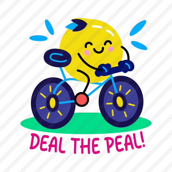 Cycling Fruit, Riding, Happy, Cartoon, Typography, preview