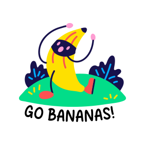 Dancing Banana, Fruit, Cartoon, Typography, Enjoying, icon