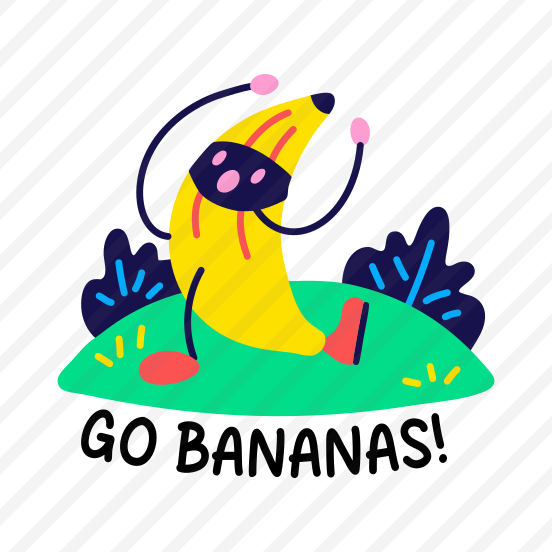 Dancing Banana, Fruit, Cartoon, Typography, Enjoying, preview