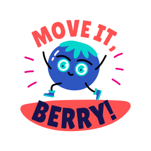 Dancing Berry, Enjoying, Fruit, Cartoon, Typography icon