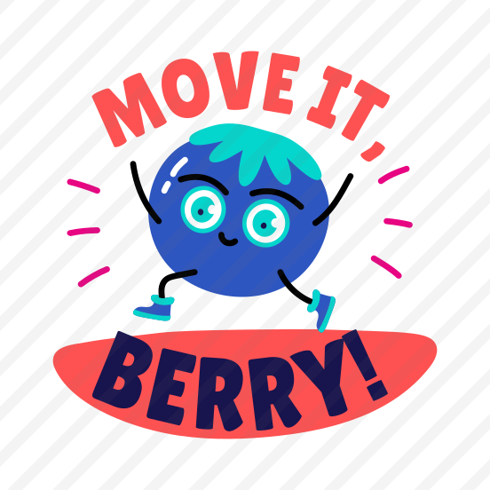 Dancing Berry, Enjoying, Fruit, Cartoon, Typography preview
