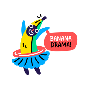 Dancing Fruit, Funny, Banana, Cartoon, Typography, icon