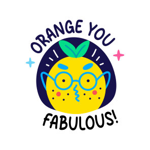 Fabulous Orange, Fruit, Cartoon, Typography, Lettering icon