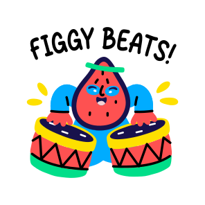 Figgy Fruit, Drumbeat, Fruit, Cartoon, Typography icon