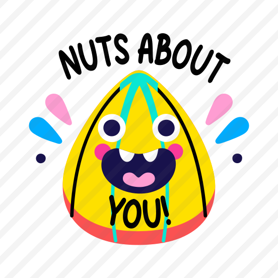 Funny Nut, Crazy, Dry Fruit, Cartoon, Typography, preview