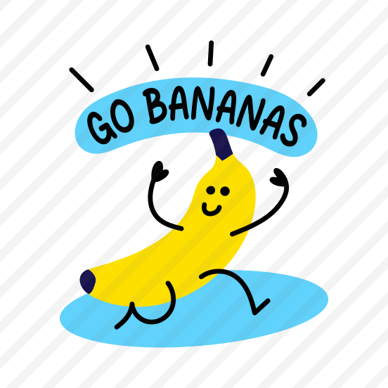 Go Bananas, Running, Fruit, Cartoon, Typography preview