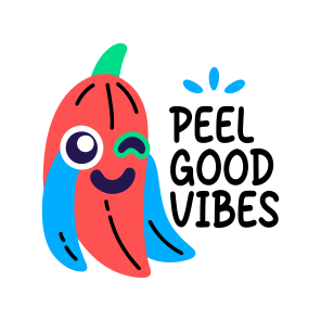 Good Vibes, Banana, Peel, Fruit, Cartoon, Typography icon