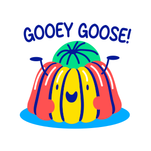 Gooey Gooseberry, Fruit, Cartoon, Typography, Lettering icon