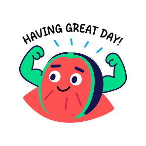 Great Day, Strong Watermelon, Flexing, Fruit, Cartoon, icon