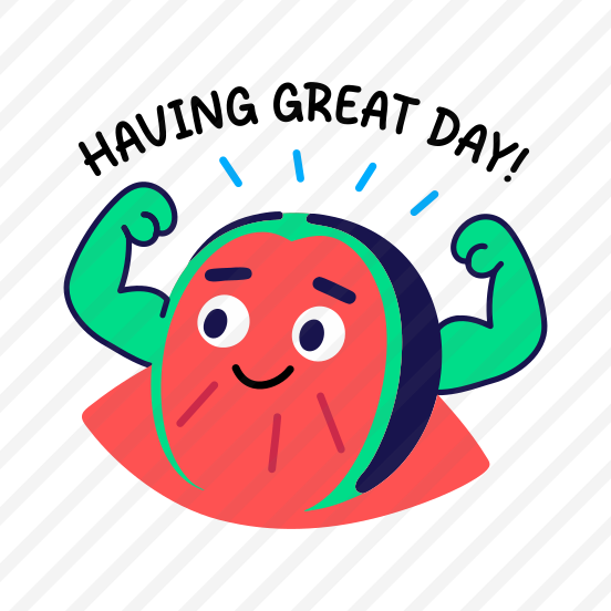 Great Day, Strong Watermelon, Flexing, Fruit, Cartoon, preview