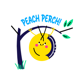 Hanging Peach, Branch, Fruit, Cartoon, Typography icon