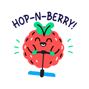 Happy Berry, Playing, Fruit, Cartoon, Typography icon