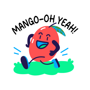 Happy Mango, Smiling, Fruit, Cartoon, Typography icon
