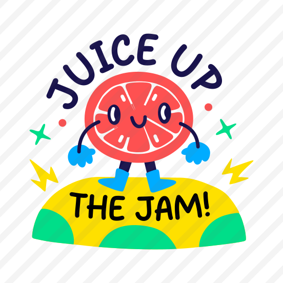 Juice Fruit, Smiling, Cartoon, Typography, Lettering preview
