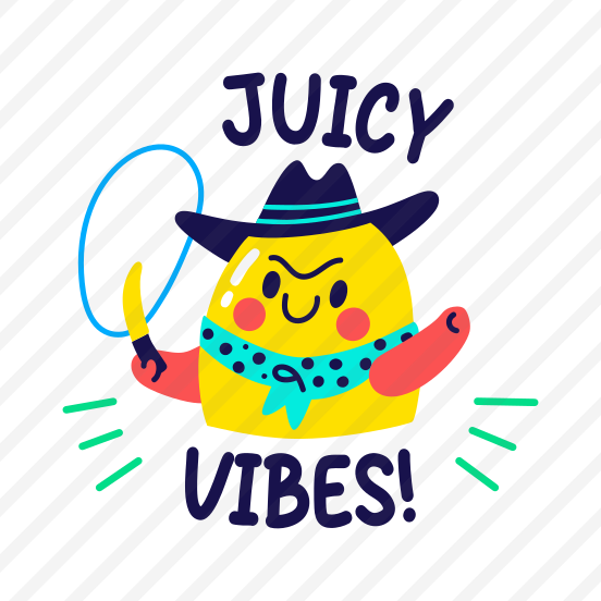Juicy Vibes, Fruit, Cartoon, Typography, Character preview
