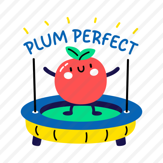 Jumping Plum, Enjoying, Fruit, Cartoon, Typography preview