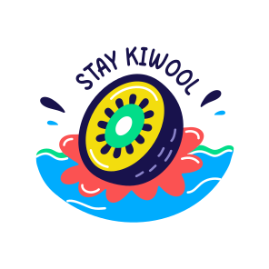 Kiwi Fruit, Floating, Sailing, Typography, Lettering, icon