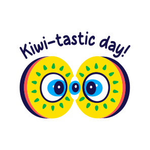 Kiwi Slices, Fruit, Cartoon, Typography, Lettering icon
