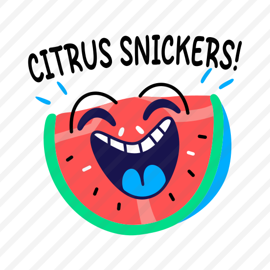 Laughing Melon, Happy, Fruit, Cartoon, Typography,icons preview